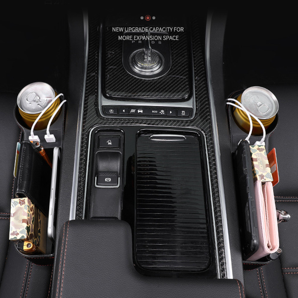 Seat Gap Filler Organizer With Usb Charger - Auto-Sitzspalt-Aufbewahrungsbox Schwarz Universeller Füllungsorganizer Fahrerseite Taschen-Aufbewahrungsbox