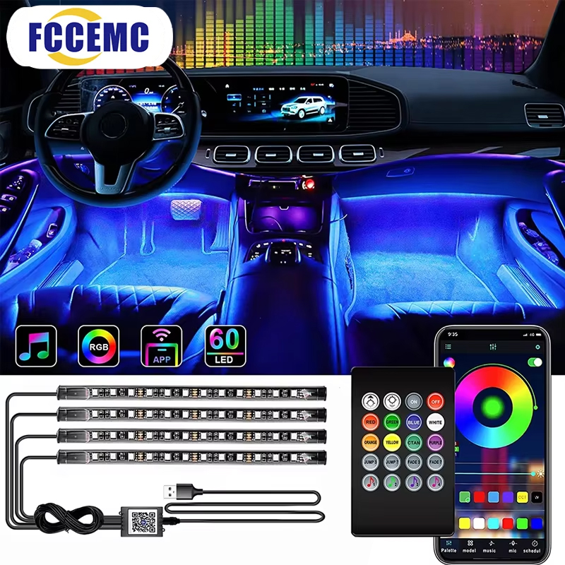 Led Ambient Interior Car Lights App Control - RGB Hintergrundbeleuchtung Fernbedienung App Musik Steuerung