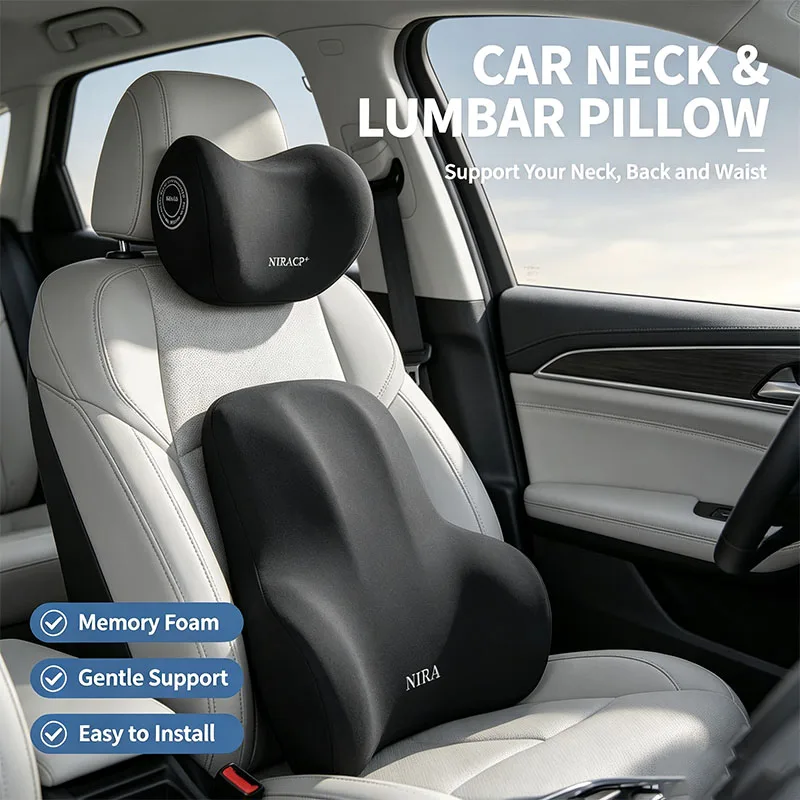 Memory Foam Car Neck Pillow Lumbar Support - Neues Memory-Schaum-Nackenkissen für das Auto, schützt