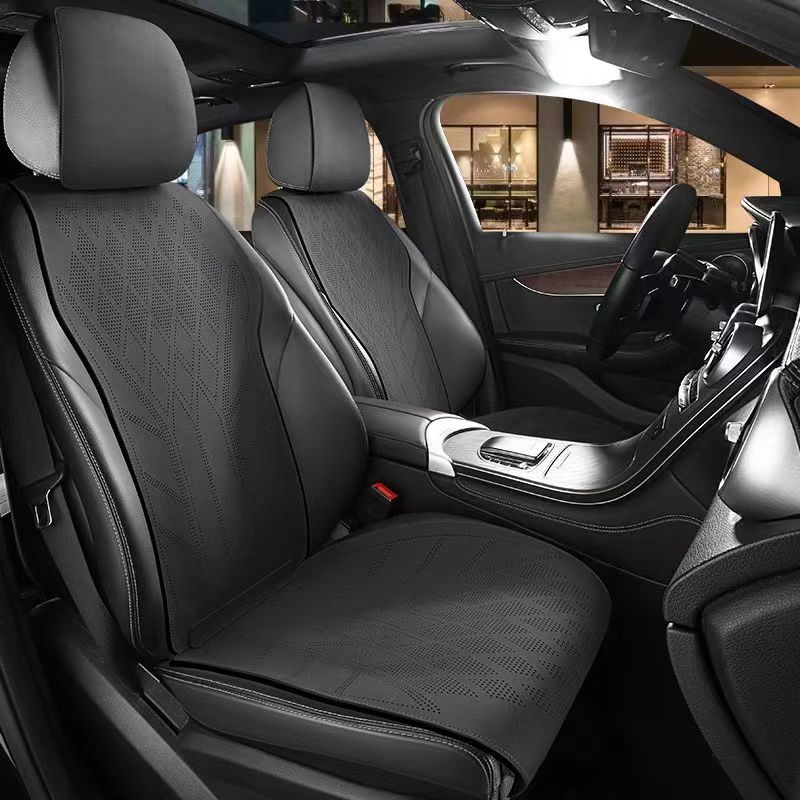 Leather Car Seat Covers Full Set Universal - Autositzbezug aus Wildleder, 5 Sitze, rutschfestes