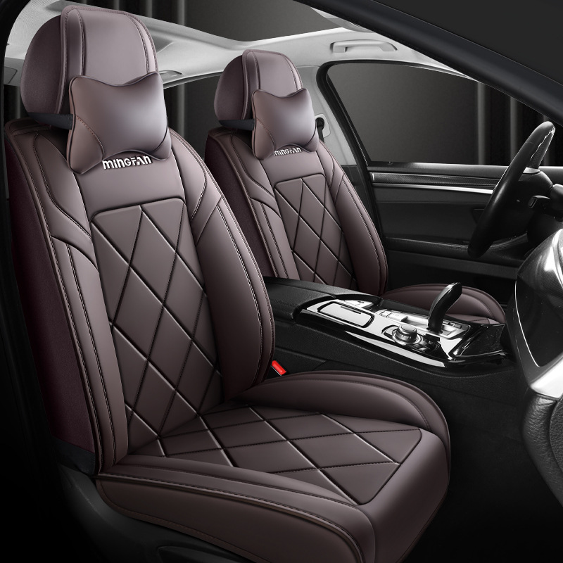 Leather Car Seat Covers Full Set Universal - Universeller, bequemer Autositzbezug aus Vollleder, 5-Sitzer-Komplettset,