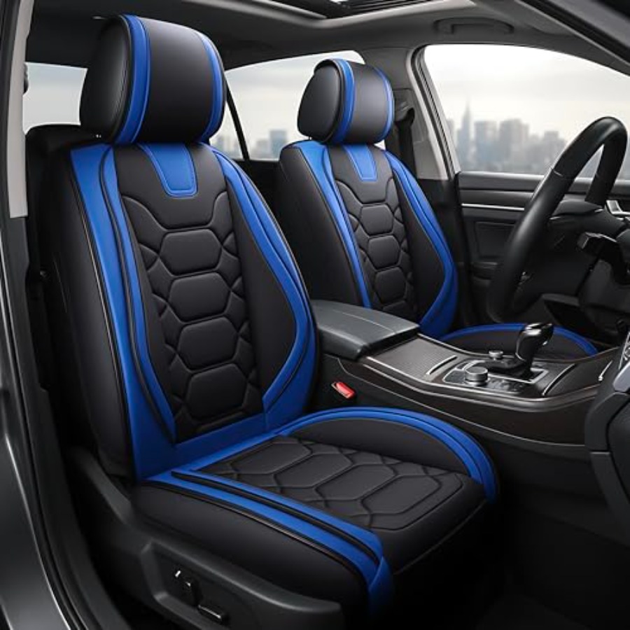 Leather Car Seat Covers Full Set Universal - Autositzbezüge Komplettset für SUV, Limousine, Pick-up,