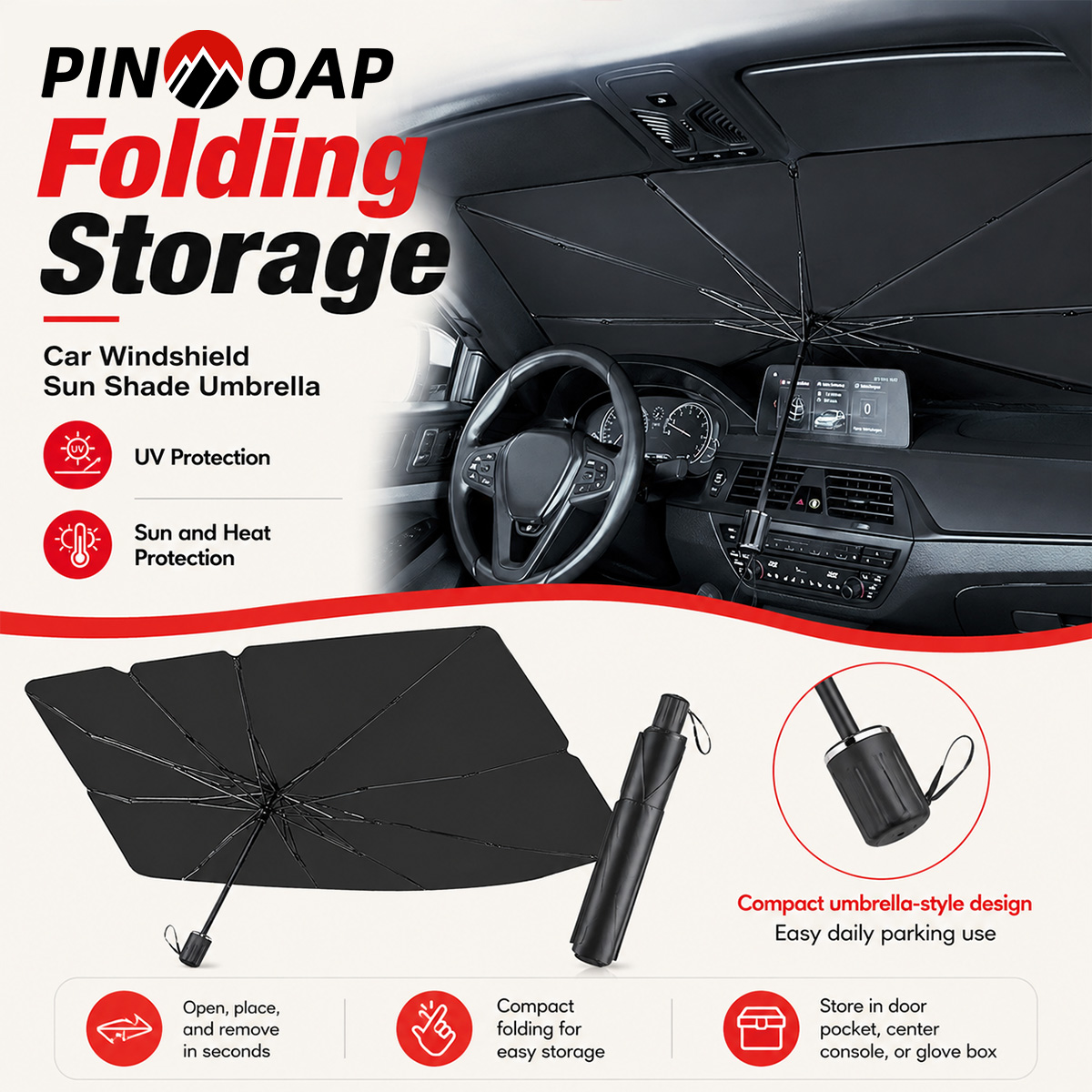 PINMOAP Auto-Frontscheiben-Son – Car Sunshade Windshield Umbrella Foldable Bewertung und Preis